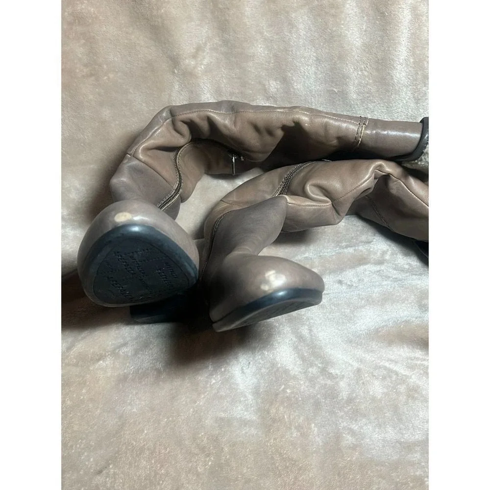 Apepazza Leather Knee High Boots Women 39 Brown Colorblock Shearling Good Buckle